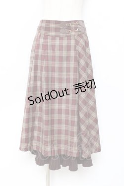 画像1: axes femme / 裾プリーツチェック柄スカート  ブラウン Y-25-11-15-134-AX-SK-SZ-ZY