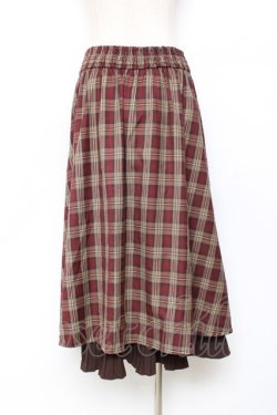 画像2: axes femme / 裾プリーツチェック柄スカート  ブラウン Y-25-11-15-134-AX-SK-SZ-ZY