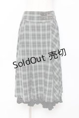 axes femme / 裾プリーツチェック柄スカート  グリーン Y-25-11-15-135-AX-SK-SZ-ZY