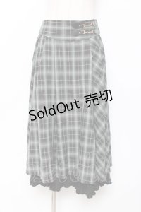 axes femme / 裾プリーツチェック柄スカート  グリーン Y-25-11-15-135-AX-SK-SZ-ZY