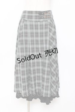 画像1: axes femme / 裾プリーツチェック柄スカート  グリーン Y-25-11-15-135-AX-SK-SZ-ZY