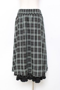 画像2: axes femme / 裾プリーツチェック柄スカート  グリーン Y-25-11-15-135-AX-SK-SZ-ZY