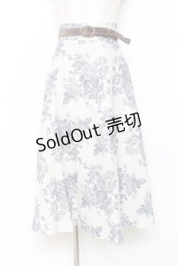 an another angelus / 単色ローズプリントサーキュラースカート  グレー Y-25-11-15-137-CA-SK-SZ-ZY