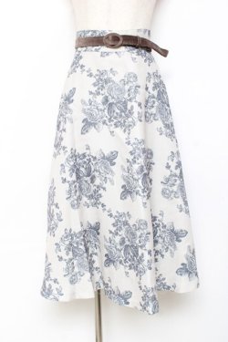 画像1: an another angelus / 単色ローズプリントサーキュラースカート  グレー Y-25-11-15-137-CA-SK-SZ-ZY