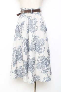 画像2: an another angelus / 単色ローズプリントサーキュラースカート  グレー Y-25-11-15-137-CA-SK-SZ-ZY