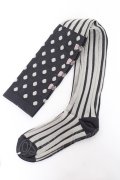 Emily Temple cute / ドットストライプオーバーニーソックス   Y-25-11-15-021-ET-ZA-SZ-ZY