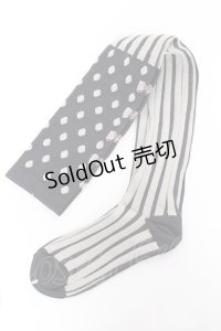 Emily Temple cute / ドットストライプオーバーニーソックス   Y-25-11-15-021-ET-ZA-SZ-ZY
