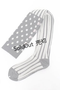 画像1: Emily Temple cute / ドットストライプオーバーニーソックス   Y-25-11-15-021-ET-ZA-SZ-ZY