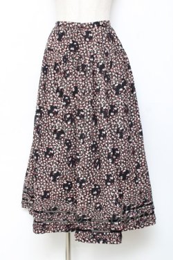 画像1: PINK HOUSE / ミニローズ柄スカート F 黒 Y-25-11-15-146-LO-SK-SZ-ZY