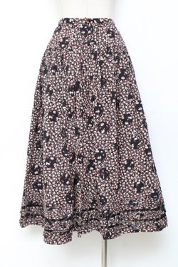 画像2: PINK HOUSE / ミニローズ柄スカート F 黒 Y-25-11-15-146-LO-SK-SZ-ZY