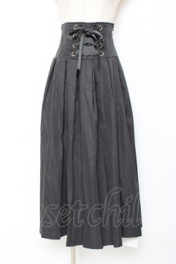 画像1: nohea / コルセットデザインプリーツスカート  黒 Y-25-11-15-147-LO-OP-SZ-ZY