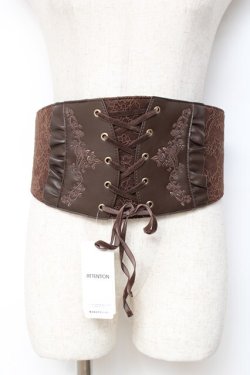 画像1: axes femme / レース×刺しゅうコルセットベルト  茶 Y-25-11-15-030-AX-ZA-SZ-ZY