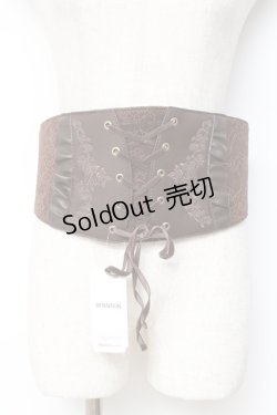 画像1: axes femme / レース×刺しゅうコルセットベルト  茶 Y-25-11-15-030-AX-ZA-SZ-ZY