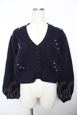 画像1: an another angelus / パール使いケーブルニットカーディガン F ネイビー Y-25-11-21-051-CA-TO-SZ-ZY