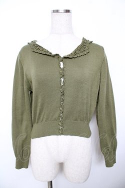 画像1: an another angelus / かぎ針編み開衿ニットカーディガン F グリーン Y-25-11-21-052-CA-TO-SZ-ZY