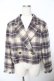 画像1: axes femme POETIQUE / 【タグ付き】起毛チェックショートジャケット M アイボリー?パープル?グレー Y-25-11-21-067-AX-JA-IG-ZY (1)