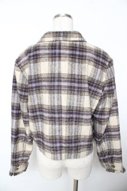 画像2: axes femme POETIQUE / 【タグ付き】起毛チェックショートジャケット M アイボリー?パープル?グレー Y-25-11-21-067-AX-JA-IG-ZY