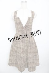 axes femme POETIQUE / ツイードレースアップワンピース M 茶 Y-25-11-21-074-AX-OP-SZ-ZY