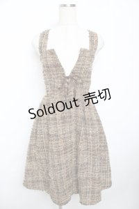 axes femme POETIQUE / ツイードレースアップワンピース M 茶 Y-25-11-21-074-AX-OP-SZ-ZY