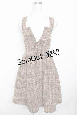 画像1: axes femme POETIQUE / ツイードレースアップワンピース M 茶 Y-25-11-21-074-AX-OP-SZ-ZY