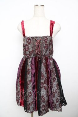 画像1: axes femme / パッチワークチュニック M ワイン Y-25-11-21-075-AX-OP-SZ-ZY