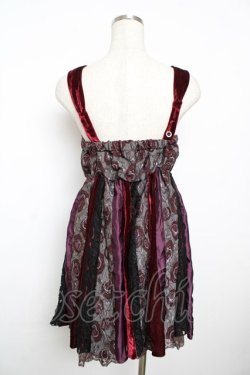 画像2: axes femme / パッチワークチュニック M ワイン Y-25-11-21-075-AX-OP-SZ-ZY