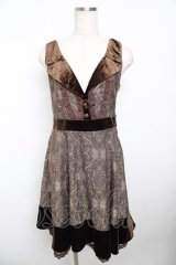 axes femme / オーナメントジャガードワンピース M 茶 Y-25-11-21-077-AX-OP-SZ-ZY