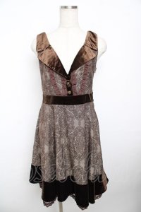 axes femme / オーナメントジャガードワンピース M 茶 Y-25-11-21-077-AX-OP-SZ-ZI