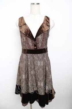 画像1: axes femme / オーナメントジャガードワンピース M 茶 Y-25-11-21-077-AX-OP-SZ-ZY