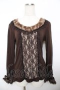 axes femme / 袖口レーシープルオーバー M 茶 Y-25-11-21-008-AX-TO-SZ-ZY