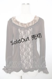 axes femme / 袖口レーシープルオーバー M 茶 Y-25-11-21-008-AX-TO-SZ-ZY