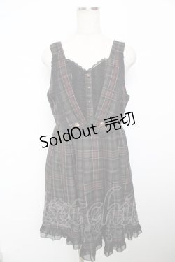 画像1: axes femme / チェック柄ベスト風ワンピース  黒 Y-25-11-21-079-AX-OP-SZ-ZY