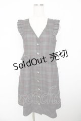 axes femme / チェック柄リボンジャンドレ  ワイン Y-25-11-21-081-AX-OP-SZ-ZY