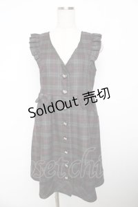 axes femme / チェック柄リボンジャンドレ  ワイン Y-25-11-21-081-AX-OP-SZ-ZY