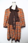 axes femme / ボウタイチェックチュニック  チャ Y-25-11-21-083-AX-OP-SZ-ZY