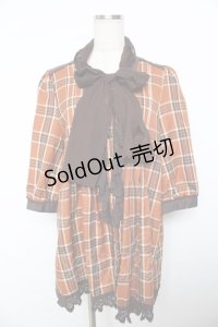 axes femme / ボウタイチェックチュニック  チャ Y-25-11-21-083-AX-OP-SZ-ZI