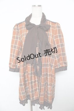 画像1: axes femme / ボウタイチェックチュニック  チャ Y-25-11-21-083-AX-OP-SZ-ZI