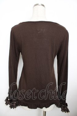 画像2: axes femme / 袖口レーシープルオーバー M 茶 Y-25-11-21-008-AX-TO-SZ-ZY