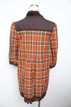 画像2: axes femme / ボウタイチェックチュニック  チャ Y-25-11-21-083-AX-OP-SZ-ZY