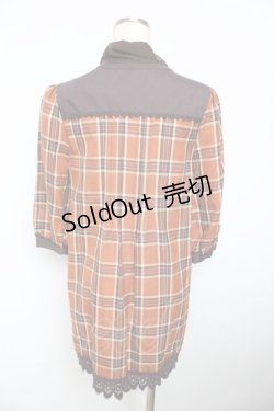画像2: axes femme / ボウタイチェックチュニック  チャ Y-25-11-21-083-AX-OP-SZ-ZI