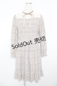 axes femme POETIQUE / チェック消しプリーツワンピース M 茶 Y-25-11-21-085-AX-OP-SZ-ZY