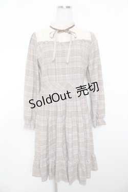 画像1: axes femme POETIQUE / チェック消しプリーツワンピース M 茶 Y-25-11-21-085-AX-OP-SZ-ZY