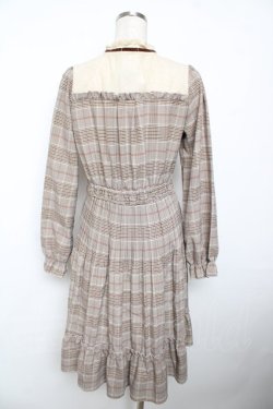 画像2: axes femme POETIQUE / チェック消しプリーツワンピース M 茶 Y-25-11-21-085-AX-OP-SZ-ZY