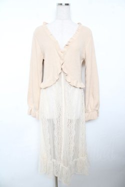 画像1: axes femme / レース重ねロングカーディガン M ベージュ Y-25-11-21-086-AX-TO-SZ-ZY