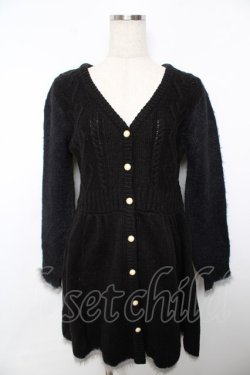 画像1: axes femme POETIQUE / ハートケーブルニットカーディガン M 黒 Y-25-11-21-088-AX-TO-SZ-ZY