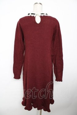 画像2: axes femme / フリルニットワンピース M ワイン Y-25-11-21-089-AX-OP-SZ-ZY