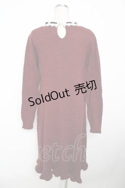 画像2: axes femme / フリルニットワンピース M ワイン Y-25-11-21-089-AX-OP-SZ-ZY