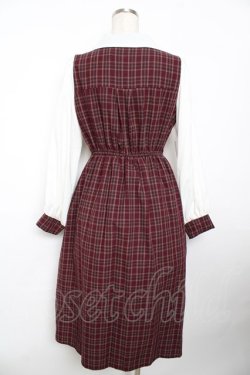 画像2: axes femme / 襟刺繍ドッキングワンピース F ワイン Y-25-11-21-092-AX-OP-SZ-ZY