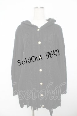 画像1: axes femme / レースアップリボンカーディガン M 黒 Y-25-11-21-096-AX-TO-SZ-ZY