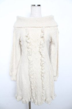 画像1: axes femme POETIQUE / オフショルニットワンピ M 生成り Y-25-11-21-097-AX-OP-SZ-ZY